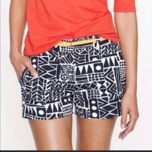 J. Crew Tiki Tribal print 3” shorts Sz 4 NWOT